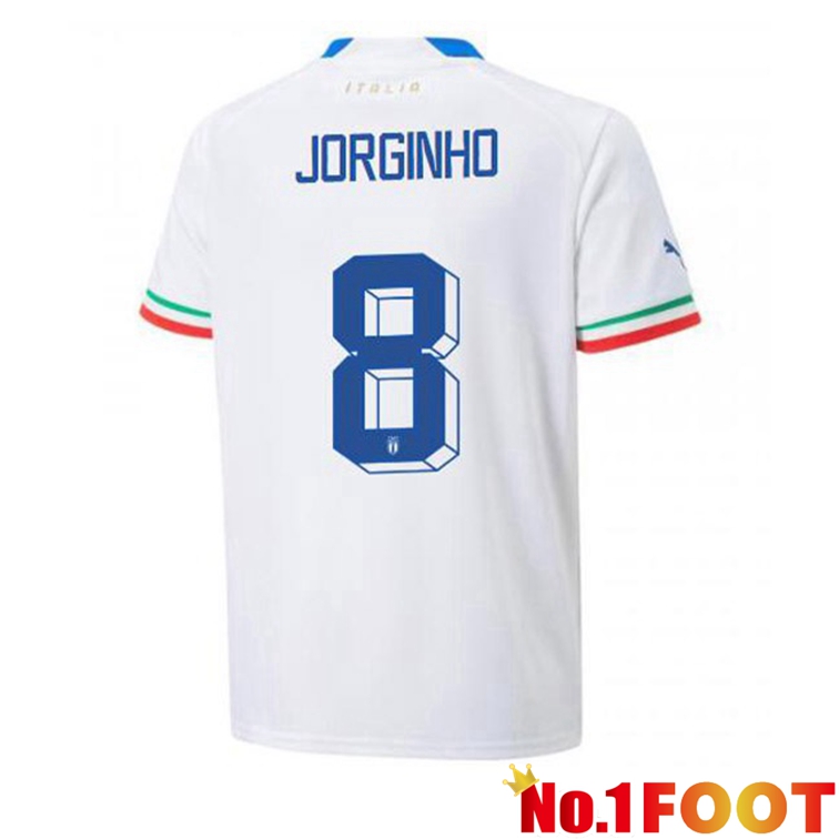 Italy (Jorginho 8) Football Jerseys Away White 2022-2023