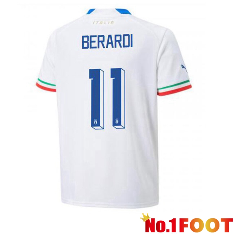 Italy (Berardi 11) Football Jerseys Away White 2022-2023