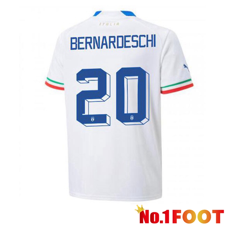 Italy (Bernardeschi 20) Football Jerseys Away White 2022-2023