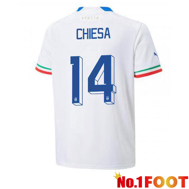 Italy (Chiesa 14) Football Jerseys Away White 2022-2023