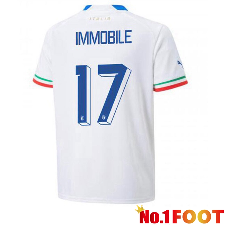 Italy (Immobile 17) Football Jerseys Away White 2022-2023