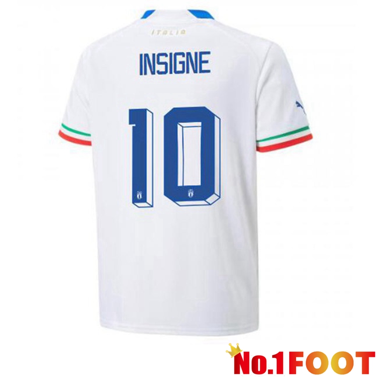 Italy (Insigne 10) Football Jerseys Away White 2022-2023