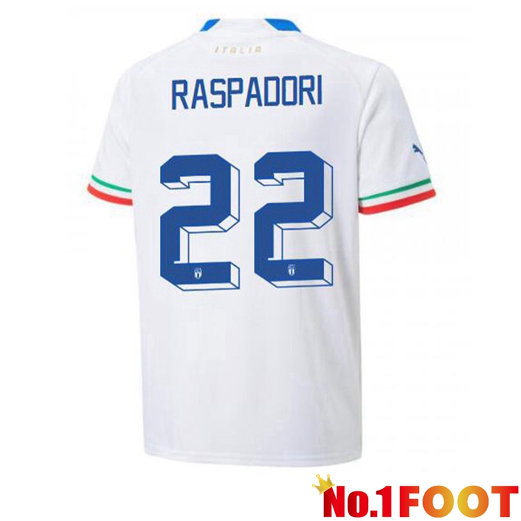 Italy (Raspadori 22) Football Jerseys Away White 2022-2023