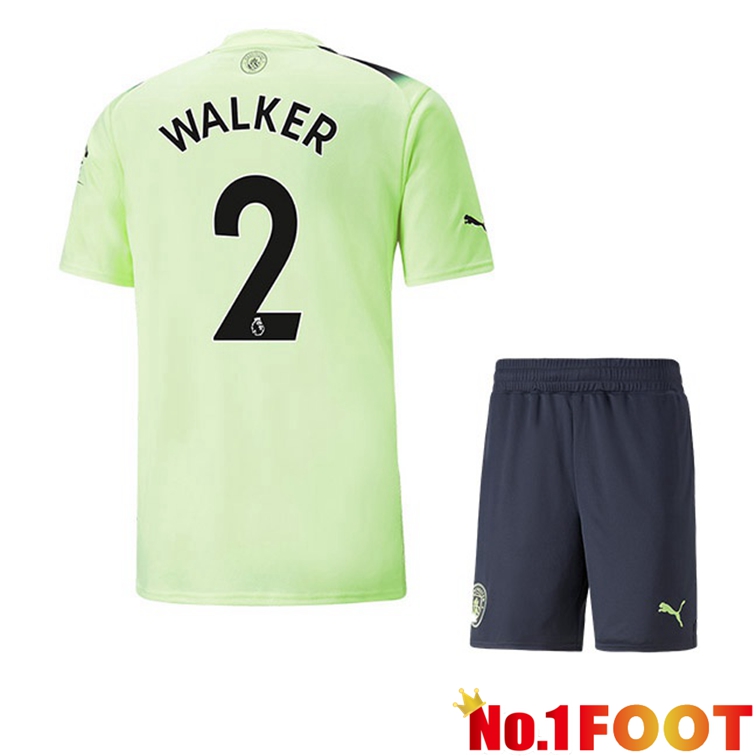 Manchester City (Kyle Walker 2) Kids Football Jerseys Third Green Black 2022-2023