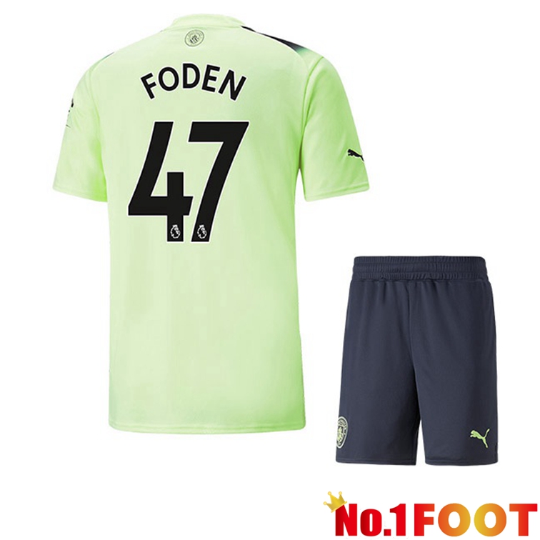 Manchester City (Phil Foden 47) Kids Football Jerseys Third Green Black 2022-2023