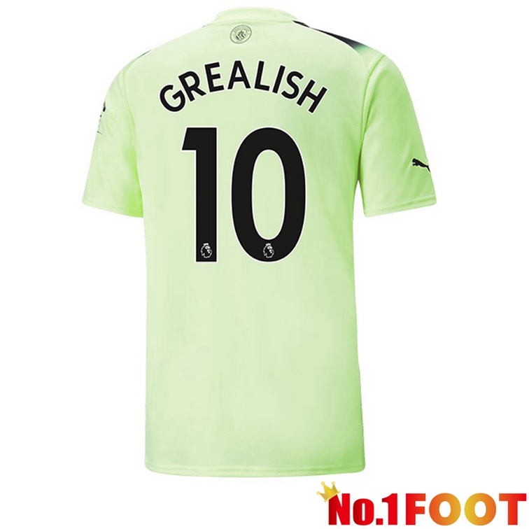 Manchester City (Jack Grealish 10) Football Jerseys Third Green Black 2022-2023