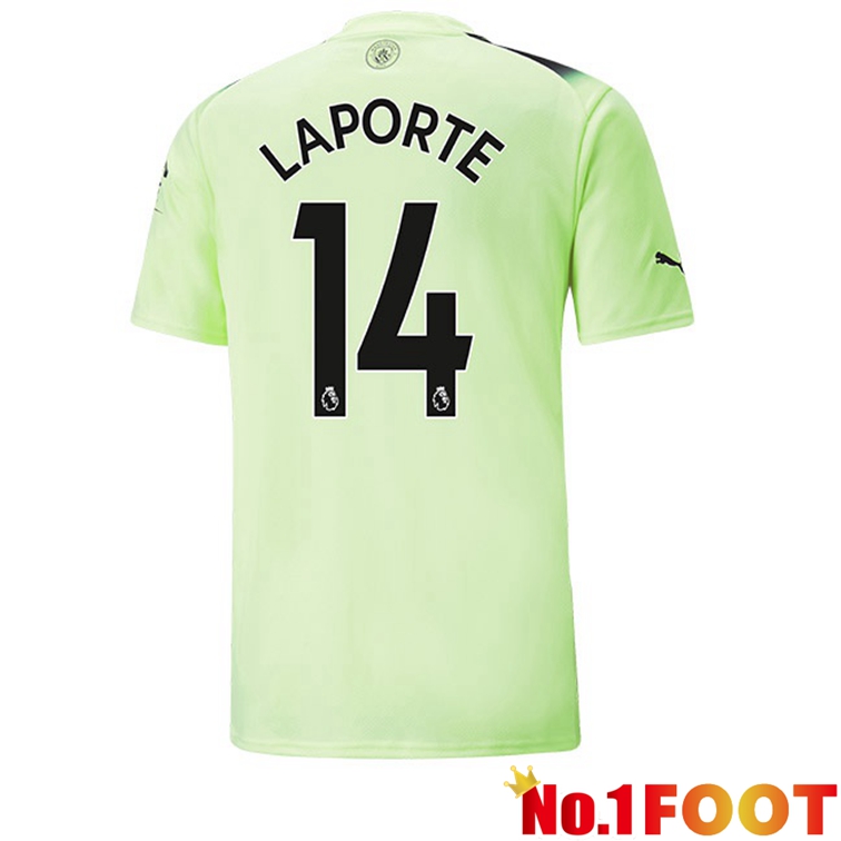 Manchester City (Aymeric Laporte 14) Football Jerseys Third Green Black 2022-2023