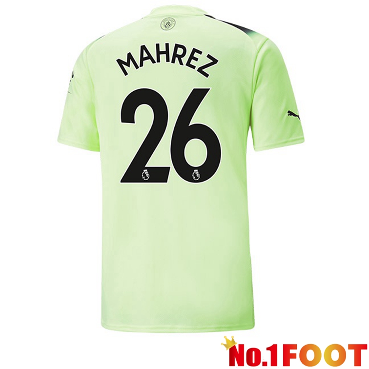 Manchester City (Riyad Mahrez 26) Football Jerseys Third Green Black 2022-2023