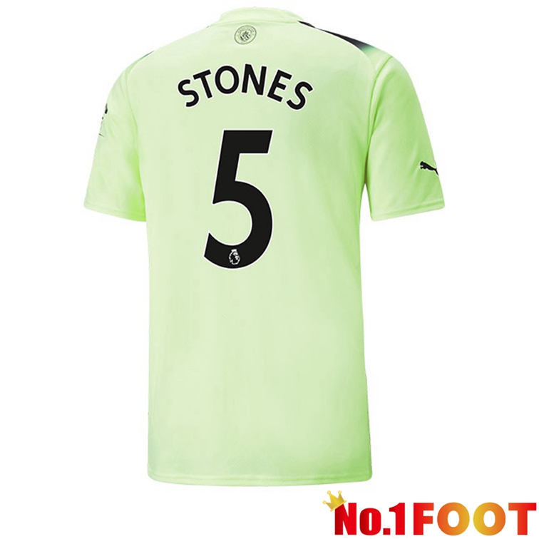 Manchester City (John Stones 5) Football Jerseys Third Green Black 2022-2023