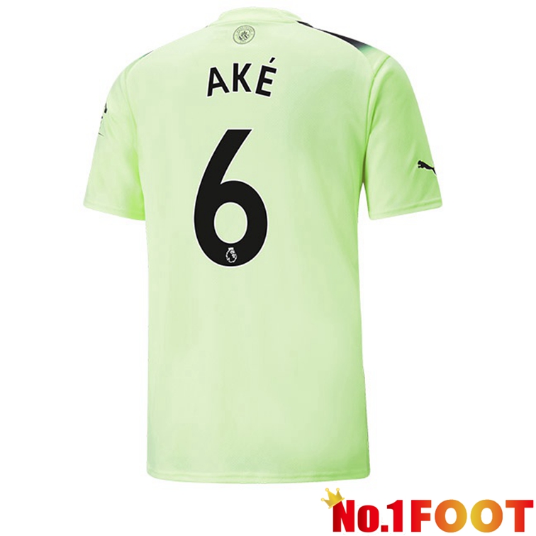 Manchester City (Nathan Ake 6) Football Jerseys Third Green Black 2022-2023