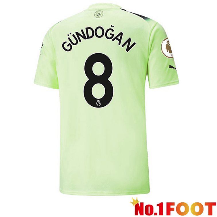 Manchester City (Ilkay Gündogan 8) Football Jerseys Third Green Black 2022-2023