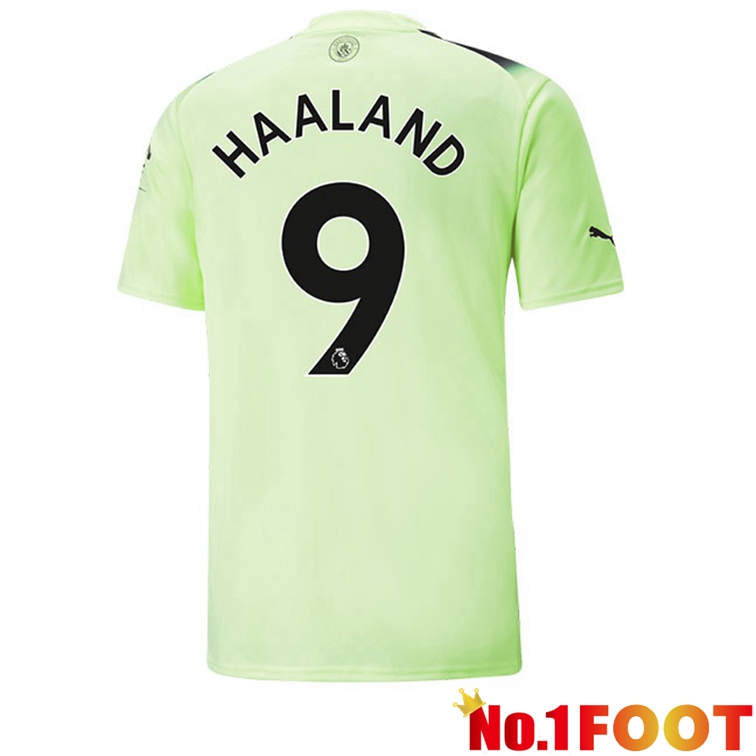 Manchester City (Erling Haaland 9) Football Jerseys Third Green Black 2022-2023