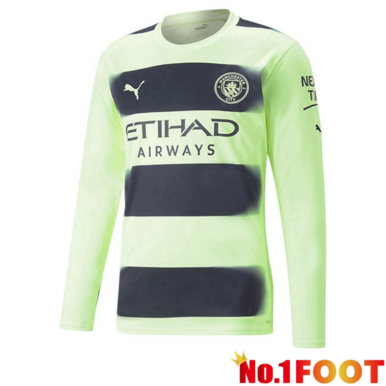 Manchester City Football Jerseys Third Long Sleeve Green Black 2022-2023