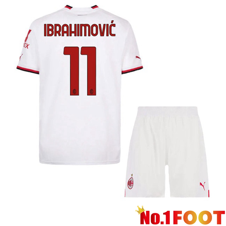 AC Milan (IBRAHIMOVIĆ 11) Kids Football Jerseys Away White 2022-2023