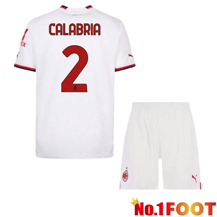 AC Milan (CALABRIA 2) Kids Football Jerseys Away White 2022-2023