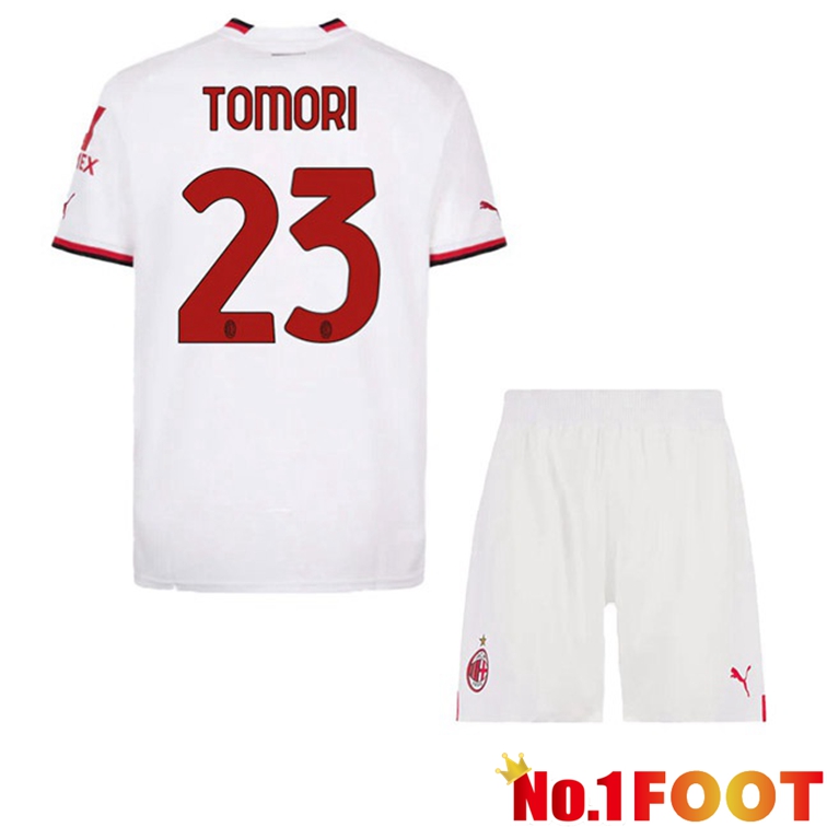 AC Milan (TOMORI 23) Kids Football Jerseys Away White 2022-2023