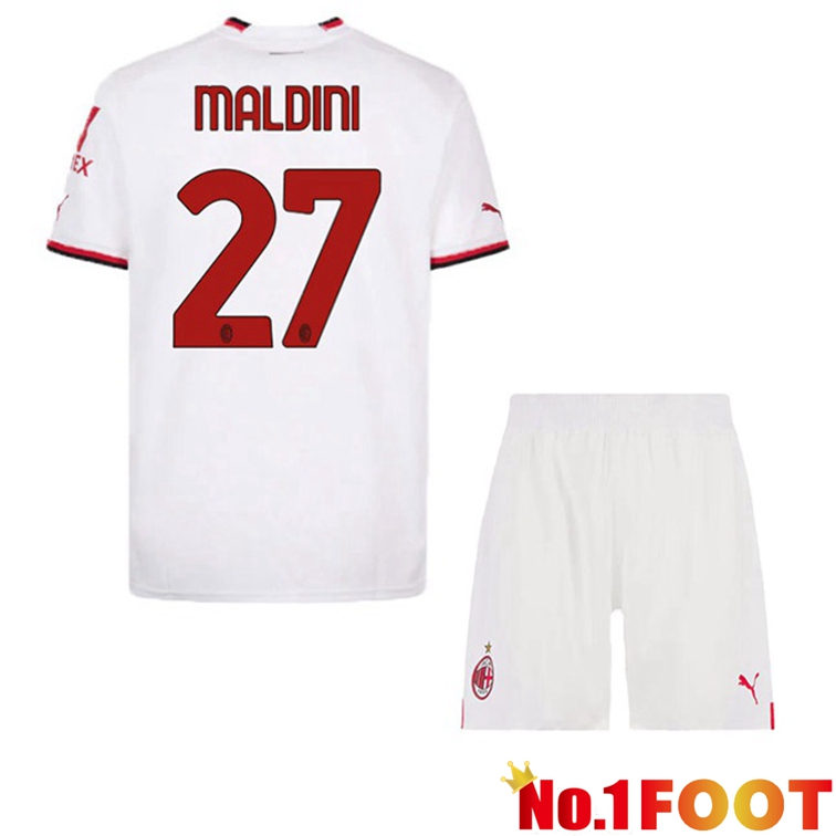 AC Milan (MALDINI 27) Kids Football Jerseys Away White 2022-2023