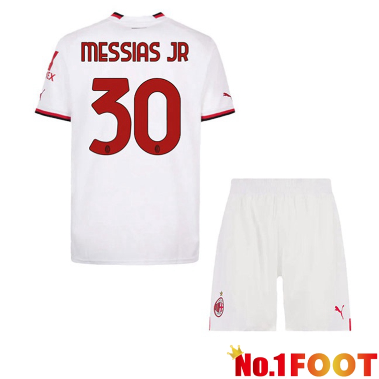 AC Milan (MESSIAS JR 30) Kids Football Jerseys Away White 2022-2023