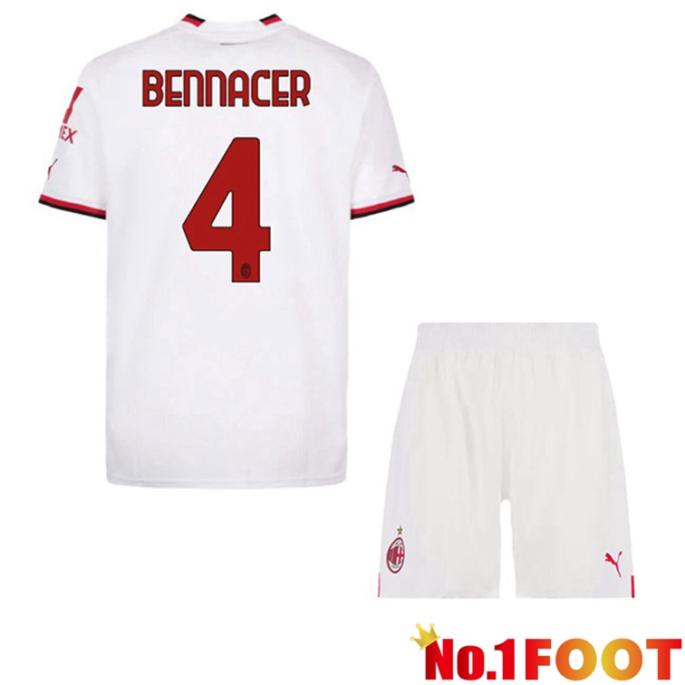 AC Milan (BENNACER 4) Kids Football Jerseys Away White 2022-2023