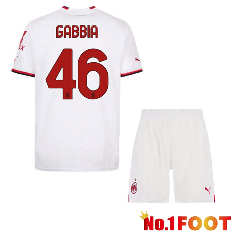 AC Milan (GABBIA 46) Kids Football Jerseys Away White 2022-2023