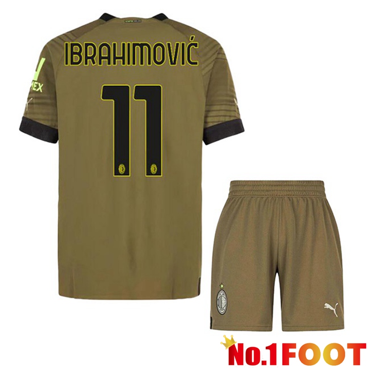 AC Milan (IBRAHIMOVIĆ 11) Kids Football Jerseys Third Marron 2022-2023