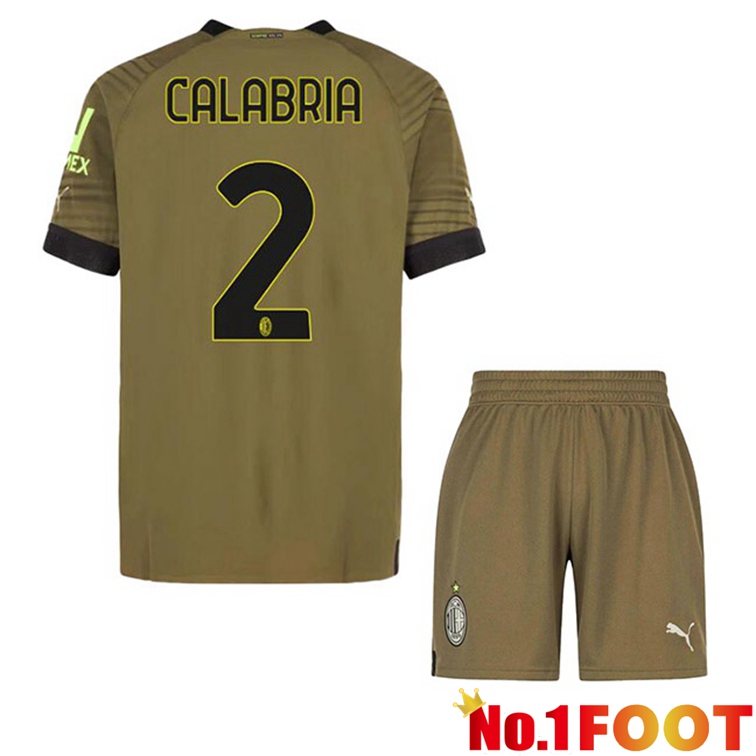 AC Milan (CALABRIA 2) Kids Football Jerseys Third Marron 2022-2023