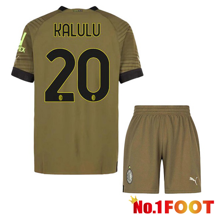 AC Milan (KALULU 20) Kids Football Jerseys Third Marron 2022-2023