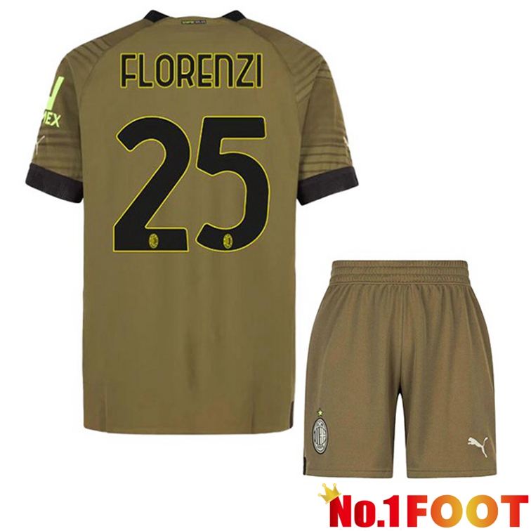 AC Milan (FLORENZI 25) Kids Football Jerseys Third Marron 2022-2023