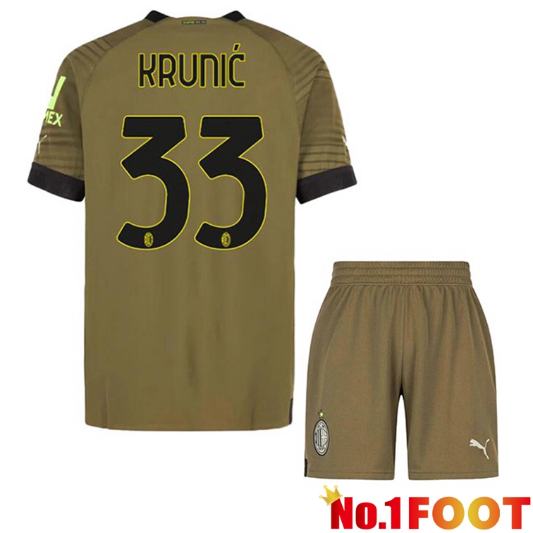 AC Milan (KRUNIĆ 33) Kids Football Jerseys Third Marron 2022-2023