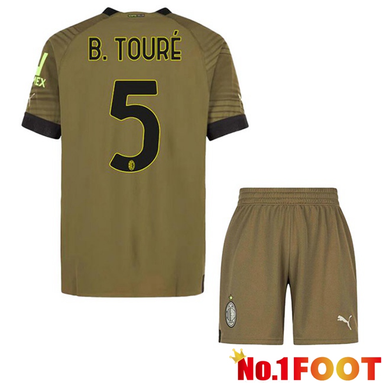 AC Milan (B. TOURÉ 5) Kids Football Jerseys Third Marron 2022-2023