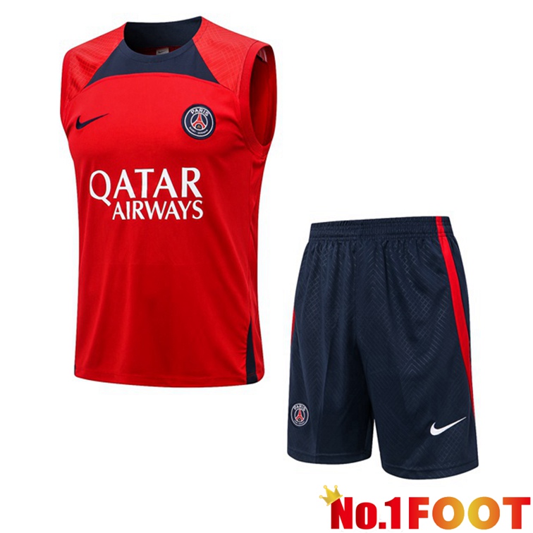 Paris PSG Football Vest + Shorts Red 2022-2023