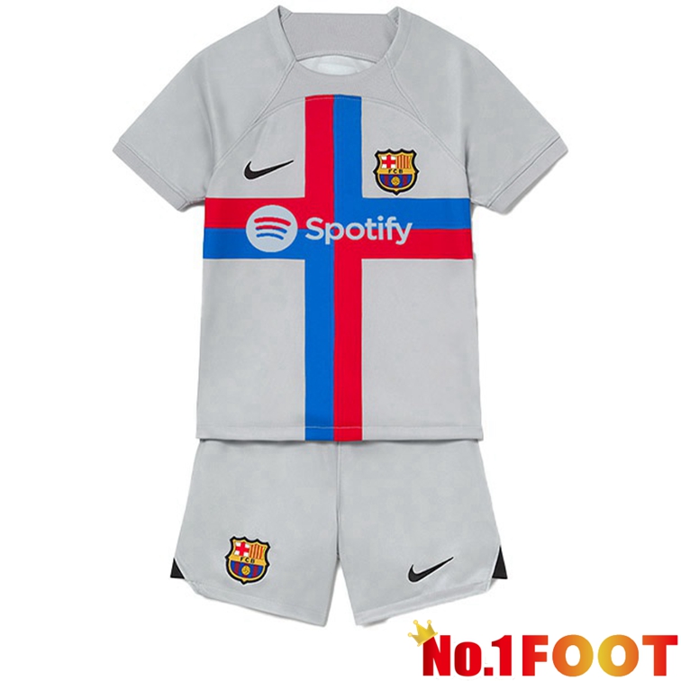 FC Barcelona Kids Football Jerseys Third Gray 2022-2023