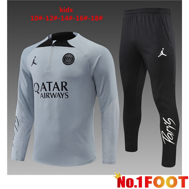 Paris PSG Kids Training Tracksuit Gray 2022-2023