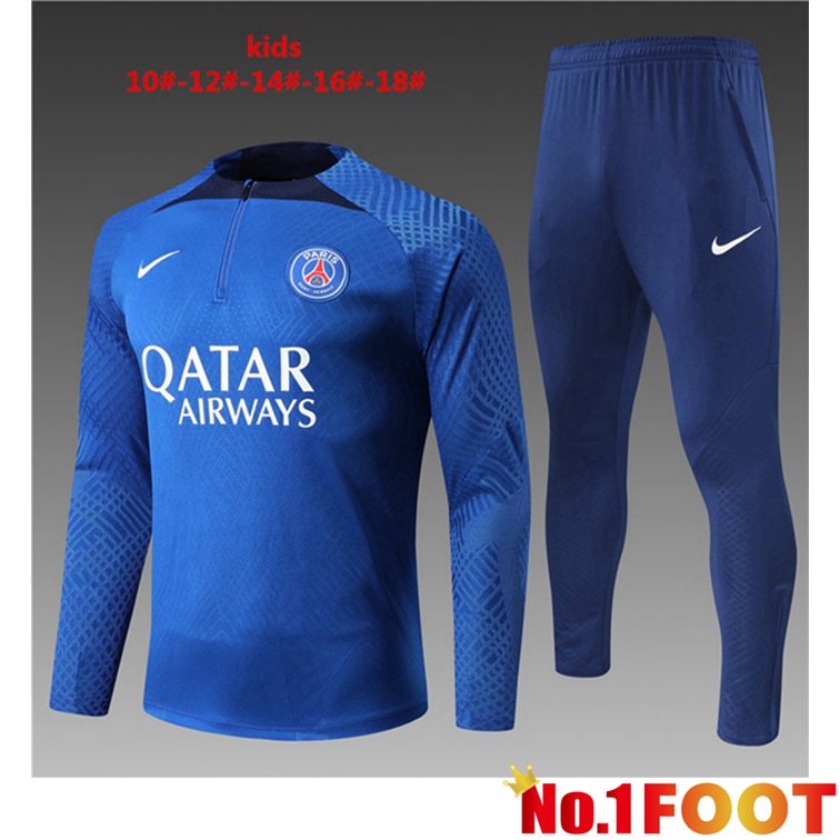 Paris PSG Kids Training Tracksuit Blue 2022-2023