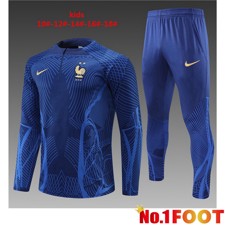 France Kids Training Tracksuit Blue Royal 2022-2023