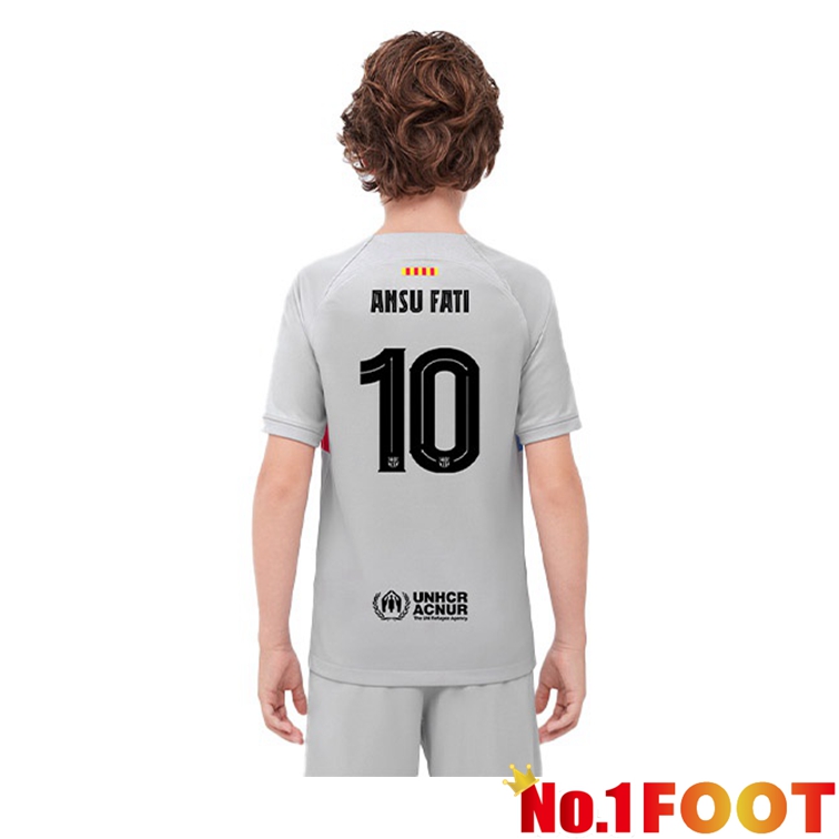 FC Barcelona (ANSU FATI 10) Kids Football Jerseys Third Gray 2022-2023