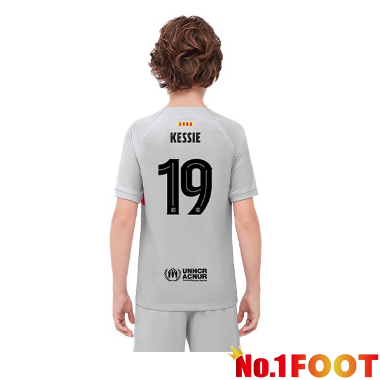 FC Barcelona (KESSIE 19) Kids Football Jerseys Third Gray 2022-2023