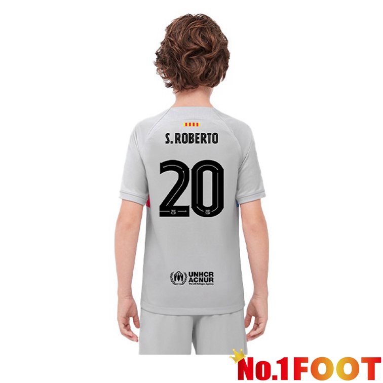 FC Barcelona (S. ROBERTO 20) Kids Football Jerseys Third Gray 2022-2023