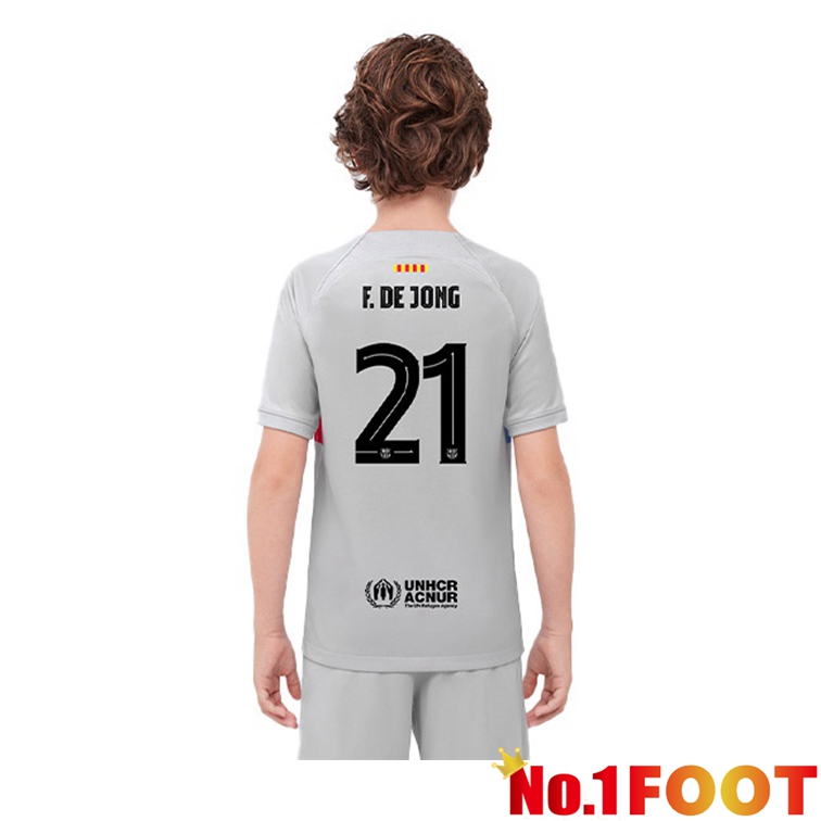 FC Barcelona (F. DE JONG 21) Kids Football Jerseys Third Gray 2022-2023