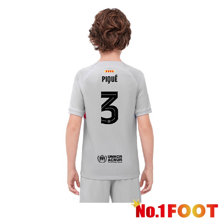 FC Barcelona (PIQUÉ 3 ) Kids Football Jerseys Third Gray 2022-2023