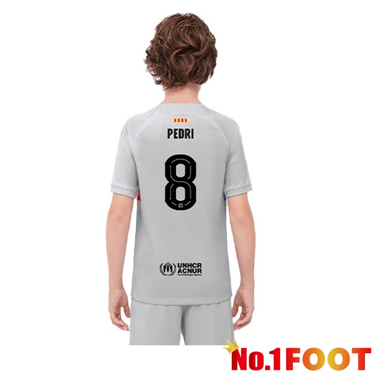 FC Barcelona (PEDRI 8) Kids Football Jerseys Third Gray 2022-2023