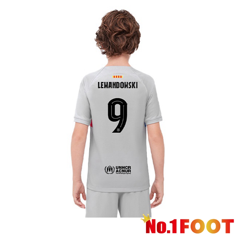 FC Barcelona (LEWANDOWSKI 9) Kids Football Jerseys Third Gray 2022-2023