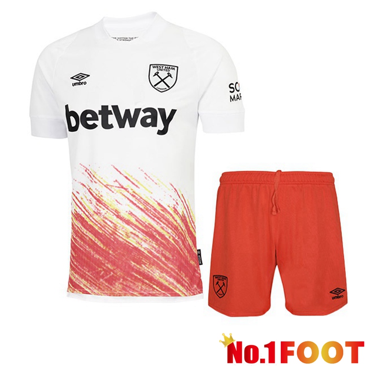 West Ham Kids Football Jerseys Third White Red 2022-2023