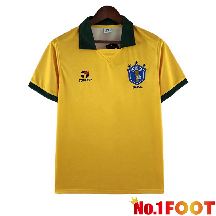 Brazil Retro Football Jerseys Home Yellow 1988