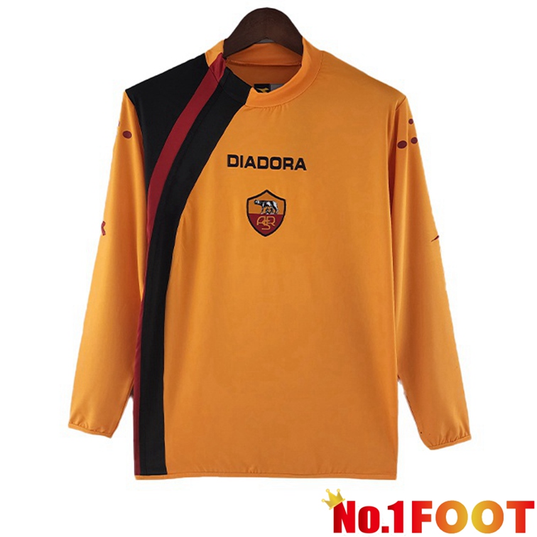 AS Roma Retro Football Jerseys Home Long Sleeve Orange 2005-2006