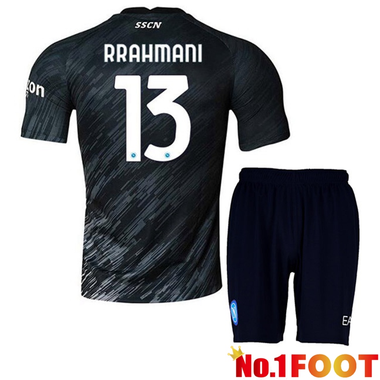 SSC Napoli (Rrahmani 13) Kids Football Jerseys Third Black 2022-2023