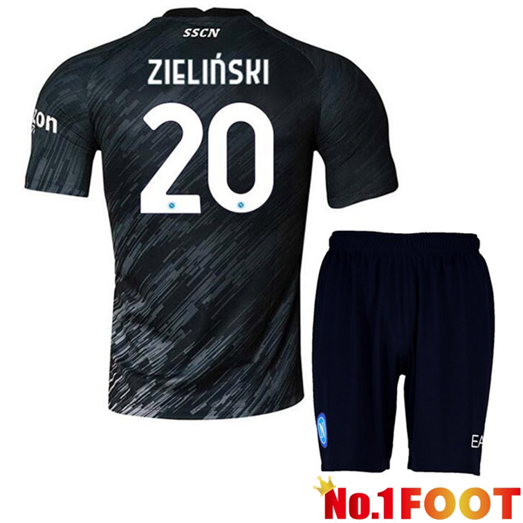 SSC Napoli (Zieliński 20) Kids Football Jerseys Third Black 2022-2023