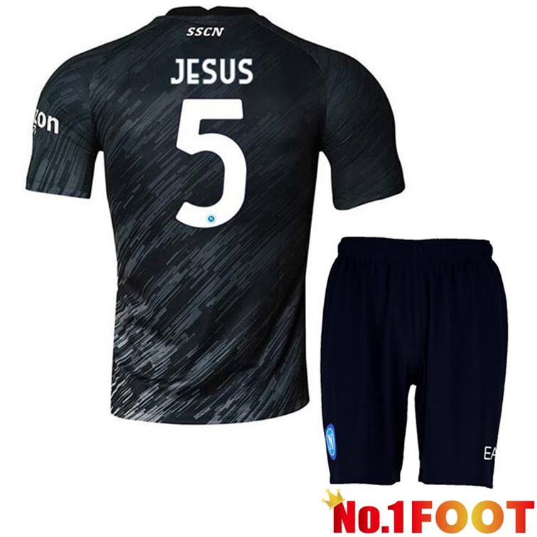 SSC Napoli (Jesus 5) Kids Football Jerseys Third Black 2022-2023