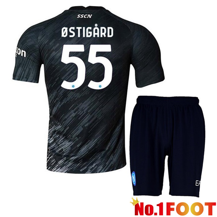 SSC Napoli (Ostigard 55) Kids Football Jerseys Third Black 2022-2023