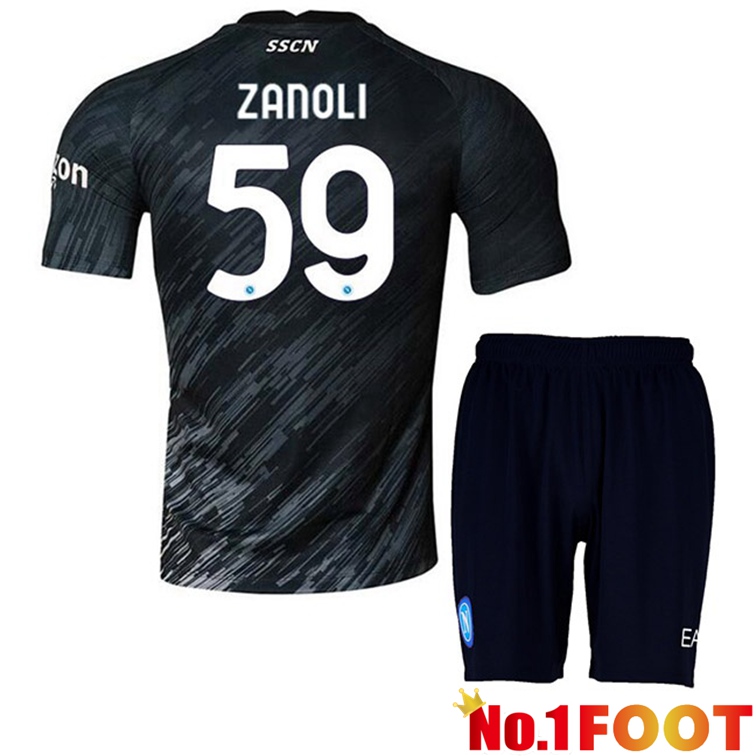 SSC Napoli (Zanoli 59) Kids Football Jerseys Third Black 2022-2023